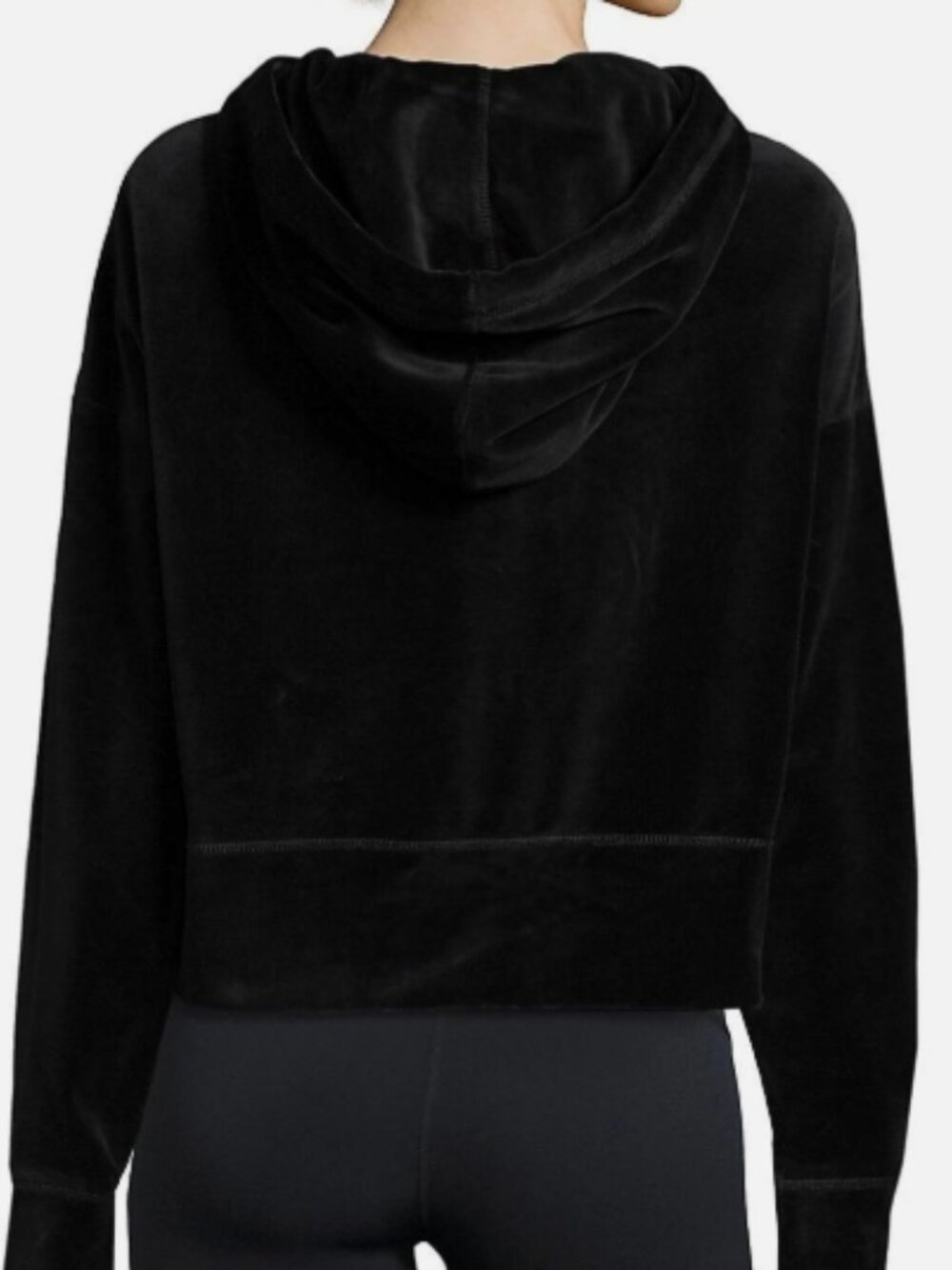 C22 Calvin Klein Black Women’s Cropped Velour Hoodie Sm